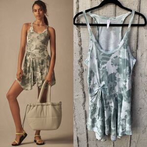 Anthropologie Half Pipe Camo Flowy Mini Dress Pickleball Farmers Market Beachy L